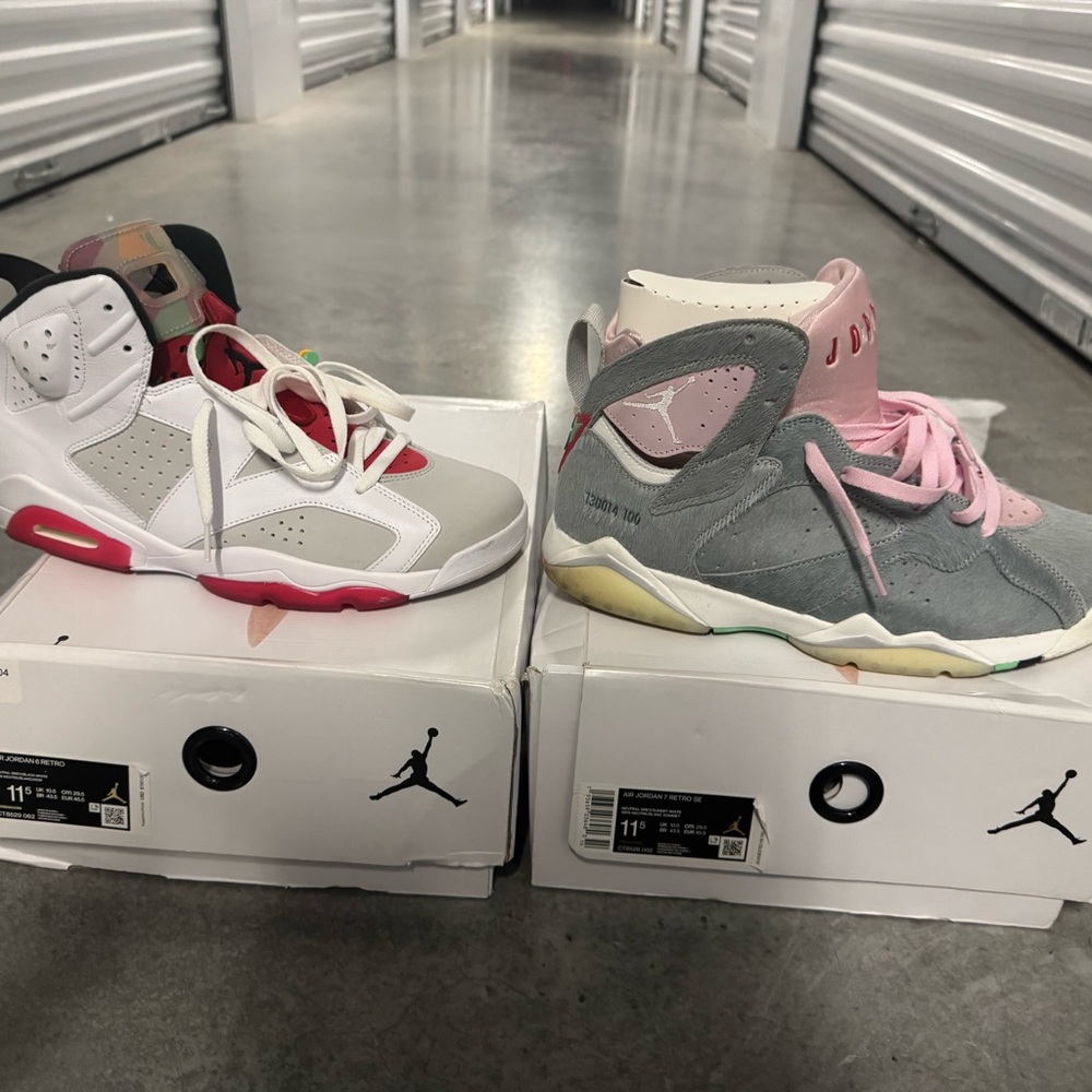 2Pair of Jordan Retro 7’s Pair Sneakers - White, Gray & Pink